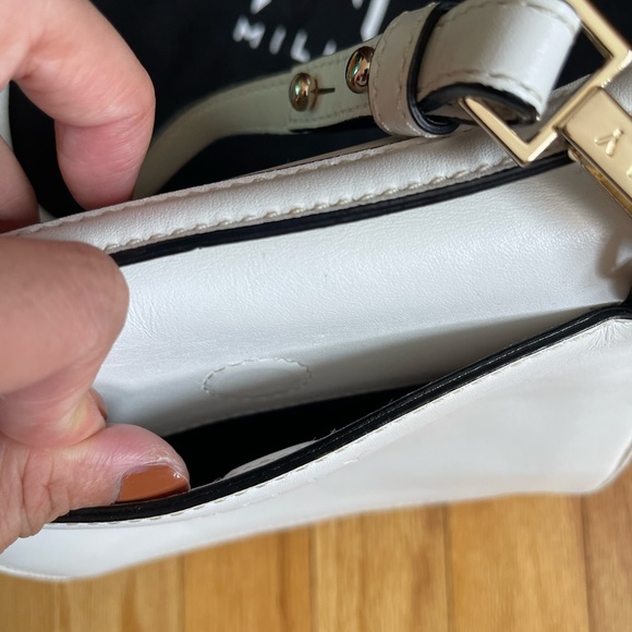 Milly White Small Leather Crossbody Bag - Picture 4 of 10